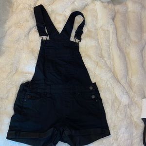 Black overall shorts
